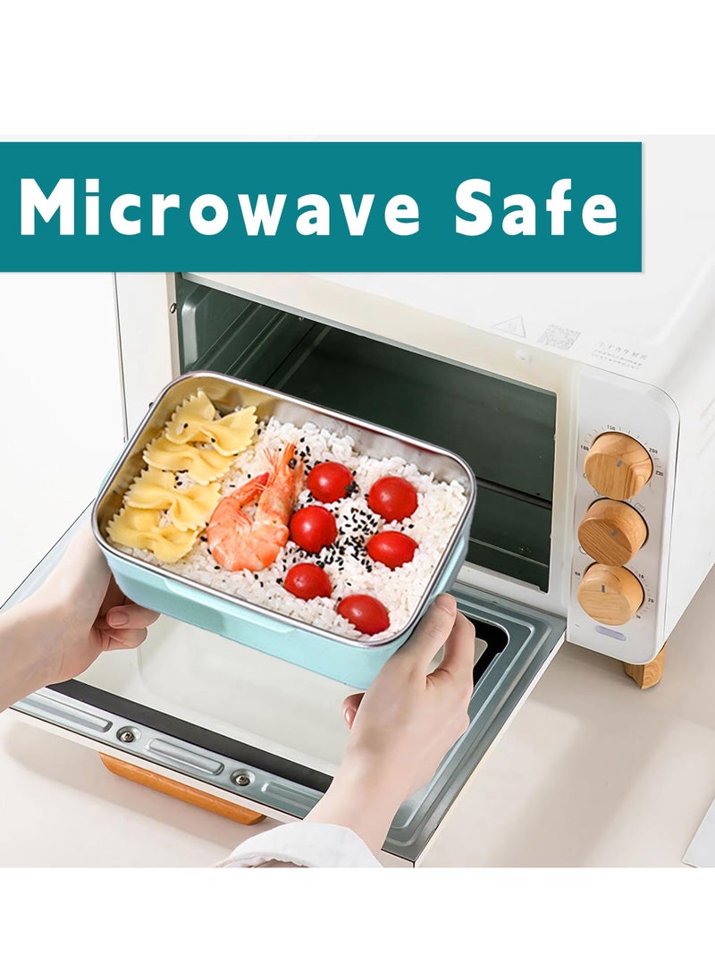Adando - Adando Stainless Steel Lunch Box -1100ml Double Layer Microwave-Safe Bento Containers - 304 Insulated Lunch Box Insulated Leakproof - Cartoon Cute Lunch Box Ideal for Students School Toddler Kids Boys Girls with Stainless Steel Cutlery - Image 1