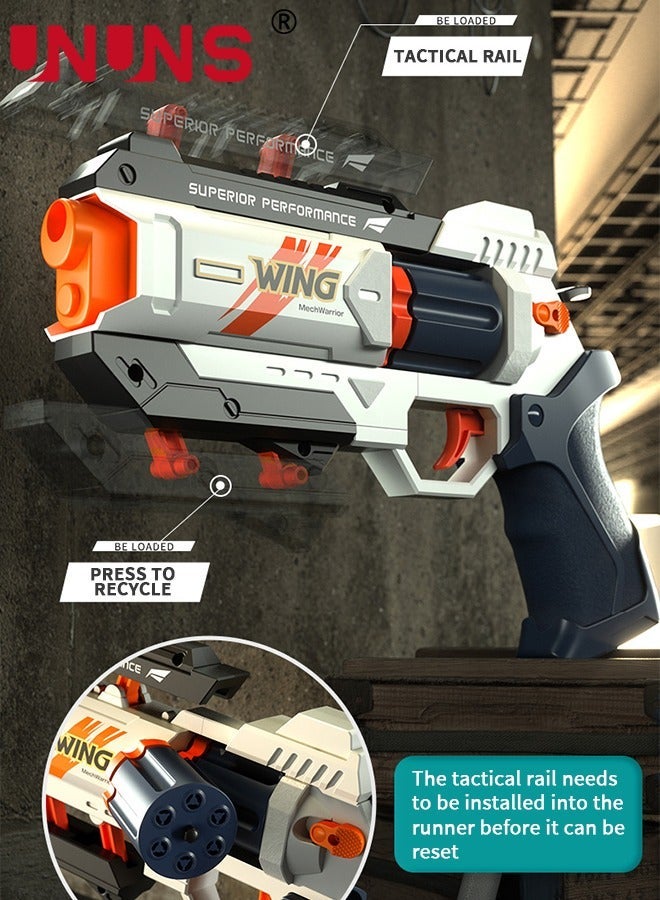 UNUNS Toy Foam Blasters,Soft Bullet Toy Revolver,Nerf Gun Fun,Lever Action Nerf Gun,Morph Burst Mech Revolver,Pistol Gun Shooting Game For Kids' Education,Memorable Gifts For Boys Girls Teens Adults,White - Image 4