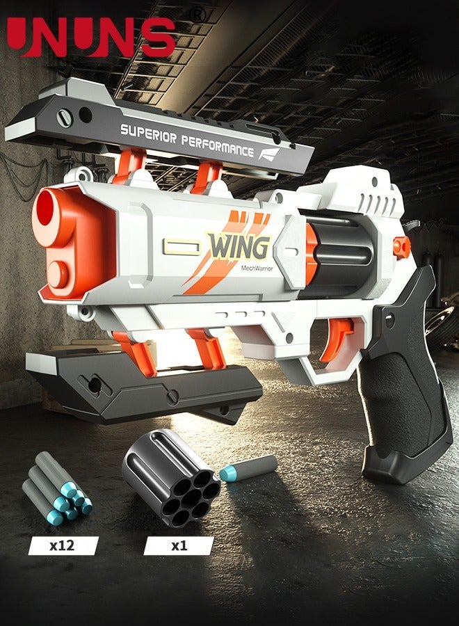 UNUNS Toy Foam Blasters,Soft Bullet Toy Revolver,Nerf Gun Fun,Lever Action Nerf Gun,Morph Burst Mech Revolver,Pistol Gun Shooting Game For Kids' Education,Memorable Gifts For Boys Girls Teens Adults,White - Image 1
