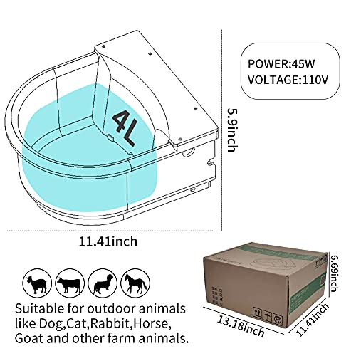Abustle pig Automatic Heated Horse Waterer Bowl, 4L Large Capacity Farm Heated Water Bowl Constant Temperature Dispenser with Float Control for Pet Dog Goat Chicken and Other Animals,Outdoor Thermal-Bowl - Image 2