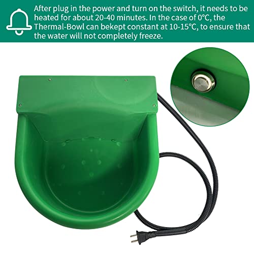 Abustle pig Automatic Heated Horse Waterer Bowl, 4L Large Capacity Farm Heated Water Bowl Constant Temperature Dispenser with Float Control for Pet Dog Goat Chicken and Other Animals,Outdoor Thermal-Bowl - Image 3