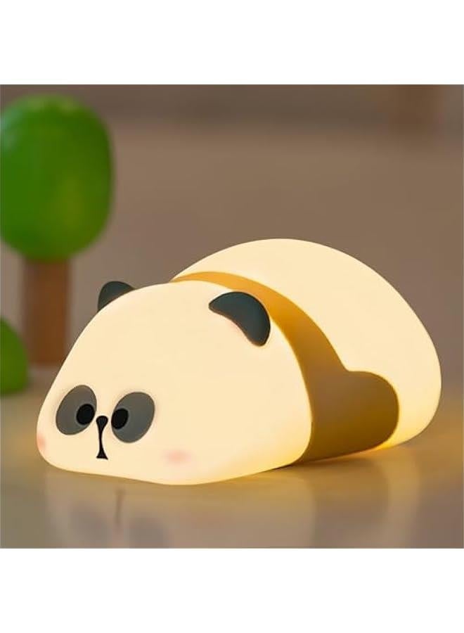 ضوء ليلي للأطفال، ضوء باندا لطيف مصنوع من السيليكون، يضيء بشكل مسطح لغرفة الأطفال والرضع، ضوء LED قابل لإعادة الشحن لتزيين الغرفة، هدية عيد ميلاد للبنات والأولاد - Image 1