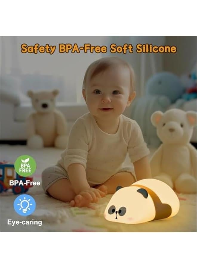 ضوء ليلي للأطفال، ضوء باندا لطيف مصنوع من السيليكون، يضيء بشكل مسطح لغرفة الأطفال والرضع، ضوء LED قابل لإعادة الشحن لتزيين الغرفة، هدية عيد ميلاد للبنات والأولاد - Image 4