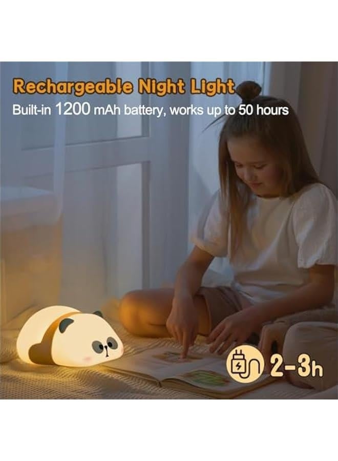 ضوء ليلي للأطفال، ضوء باندا لطيف مصنوع من السيليكون، يضيء بشكل مسطح لغرفة الأطفال والرضع، ضوء LED قابل لإعادة الشحن لتزيين الغرفة، هدية عيد ميلاد للبنات والأولاد - Image 5
