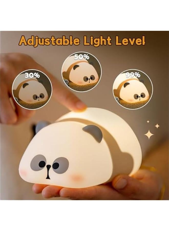 ضوء ليلي للأطفال، ضوء باندا لطيف مصنوع من السيليكون، يضيء بشكل مسطح لغرفة الأطفال والرضع، ضوء LED قابل لإعادة الشحن لتزيين الغرفة، هدية عيد ميلاد للبنات والأولاد - Image 2