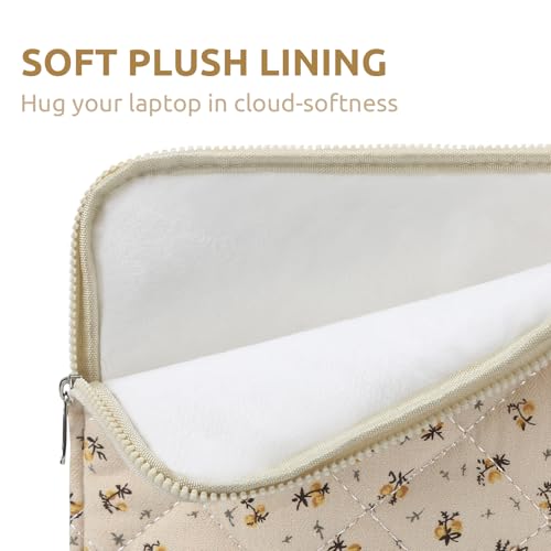 BBIQI Puffy Laptop Sleeve 13-15.6 Inch Cute Quilted Laptop Protective Case Padded Floral Computer Sleeve for MacBook (A-Yellow, 11 Inch) - Image 3