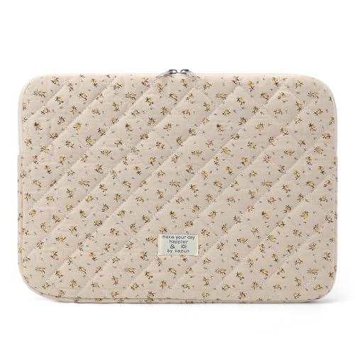BBIQI Puffy Laptop Sleeve 13-15.6 Inch Cute Quilted Laptop Protective Case Padded Floral Computer Sleeve for MacBook (A-Yellow, 11 Inch) - Image 1