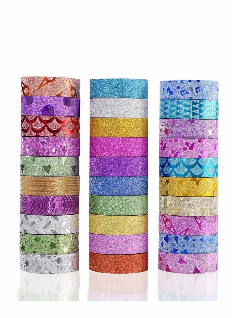 Y&D 30 Rolls Masking Tape Set Decorative Craft Collection For DIY And Gift Wrapping With Colorful Designs Patterns Random Color  - Image 1