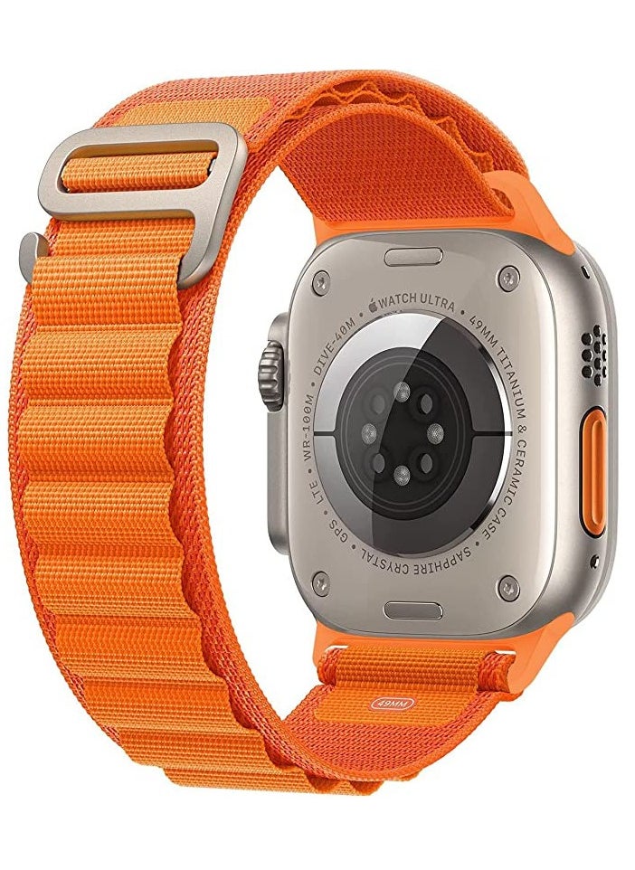 MOCOM Alpine Loop Sport Nylon Watch Band Strap for Apple Watch Ultra 2/ Ultra/49mm/45mm/44mm/42mm Alpine Loop Orange 