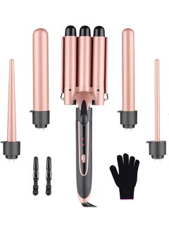 Beauenty Curling Wand Set 5 in 1 Hair Curler with 5 Interchangeable Curling Wand Ceramic Barrel(9-32mm) with LED Temperature Adjustment and Heat Up Hair Curler Include Heat Resistant Glove (B)  - Image 1
