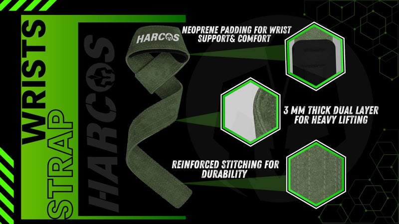 Harcos أحزمة رفع الأثقال من الجلد الطبيعي 100% الفاخرة مع دعم المعصم المبطن بالنيوبرين بسمك 5 مم، مزدوجة الخياطة، ملحقات صالة الألعاب الرياضية للرجال والنساء بطول 54 سم (بني) - Image 2