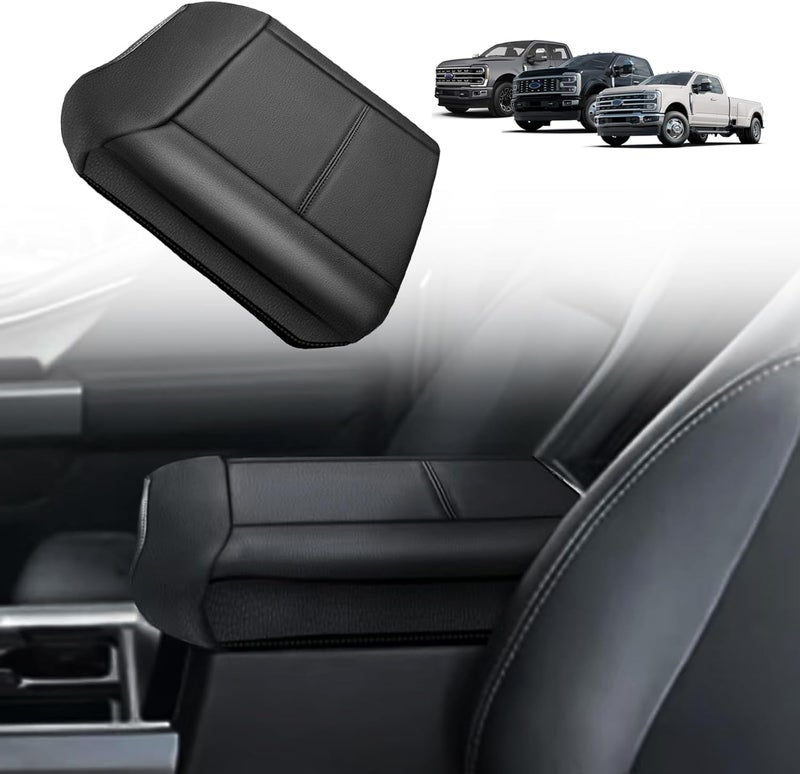 Muslogy غطاء مسند الذراع لوحة التحكم المركزية من ، مناسب لسيارات Ford F250 وF350 وF450 للأعوام 2023-2025 و2026 (طراز Super Duty)؛ وسادة مسند الذراع مريحة، مع حامي من الجلد النباتي، سمك أكبر بمقدار بوصة واحدة (فقط لمقاعد النوع “Bucket Seat”). - Image 1