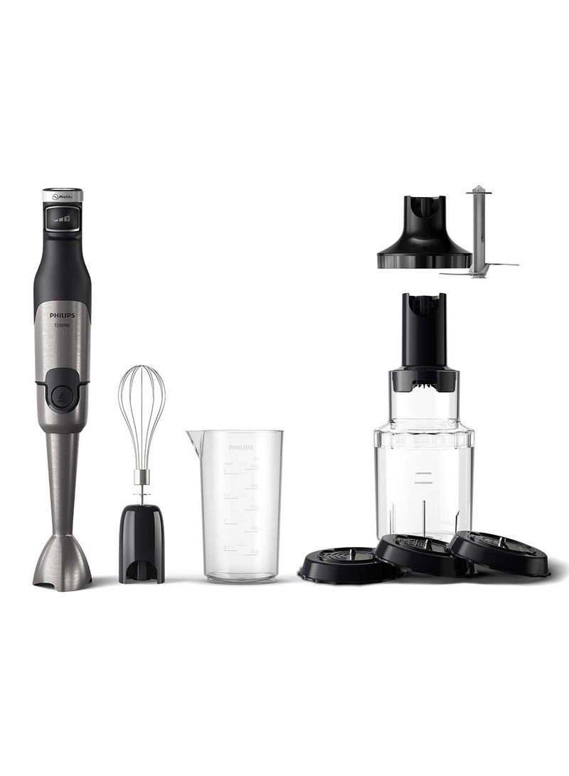 Philips 5000 series Immersion Hand Blender,1200W motor,Spiralizer attachment,XL Chopper attachment,Whisk attachment,LED speed indicator,Anti-splash blade guard HR2684/00 Black - Image 2