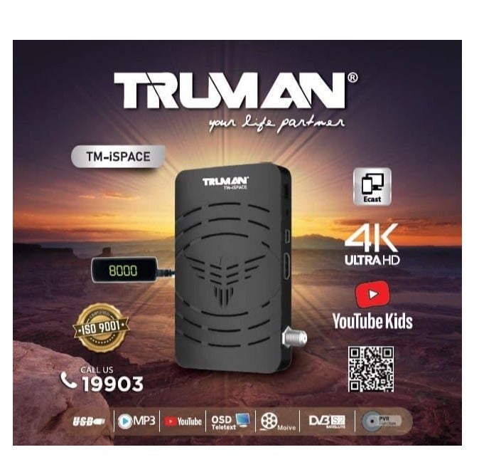 ترومان ريسيفر ترومان TM iSPACE فل اتش دي 1080 بي دعم 4K الترا اتش دي جهاز استقبال قنوات فضائية DVB S2 IPTV يوتيوب واي فاي USB مشغل وسائط تسجيل PVR يدعم 8000 قناة أداء قوي - Image 2