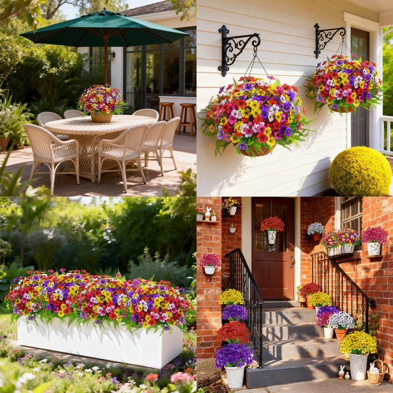 Der Rose 24 Bundles Artificial Flowers for Outdoors Fake Ferns UV Resistant Faux Spring Flowers for Outdoor Planters Home Garden Patio Front Porch Decor - Image 4