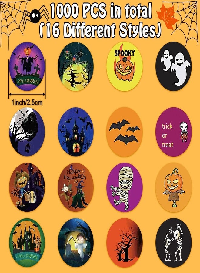 Partywind 1000 PCS Halloween Stickers for Kids, 2 Rolls Halloween Pumpkin Stickers Bulk, Self Adhesive Stickers for Happy Halloween Party Favors Decorations - Image 2