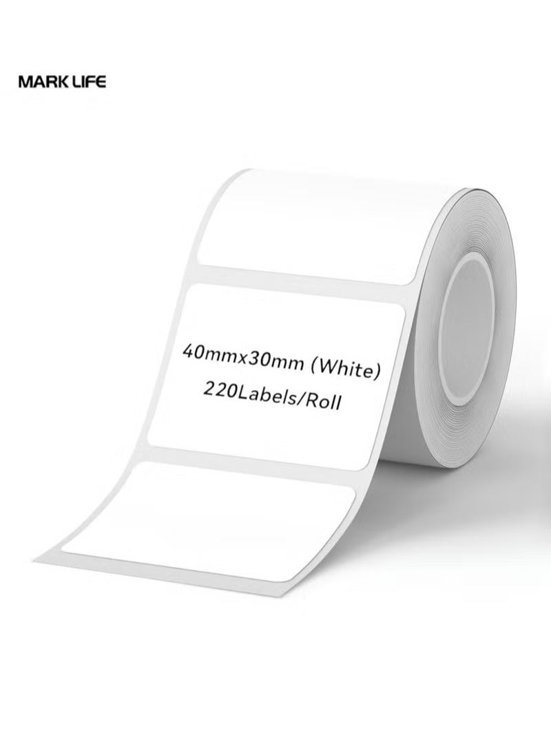 Marklife Thermal Label Paper for Label Maker Machine,Waterproof Oil-Proof for Home Office Small Business Barcode Printing,220 Labels/Roll Labeling Tape Replacement(40×30mm White) - Image 1