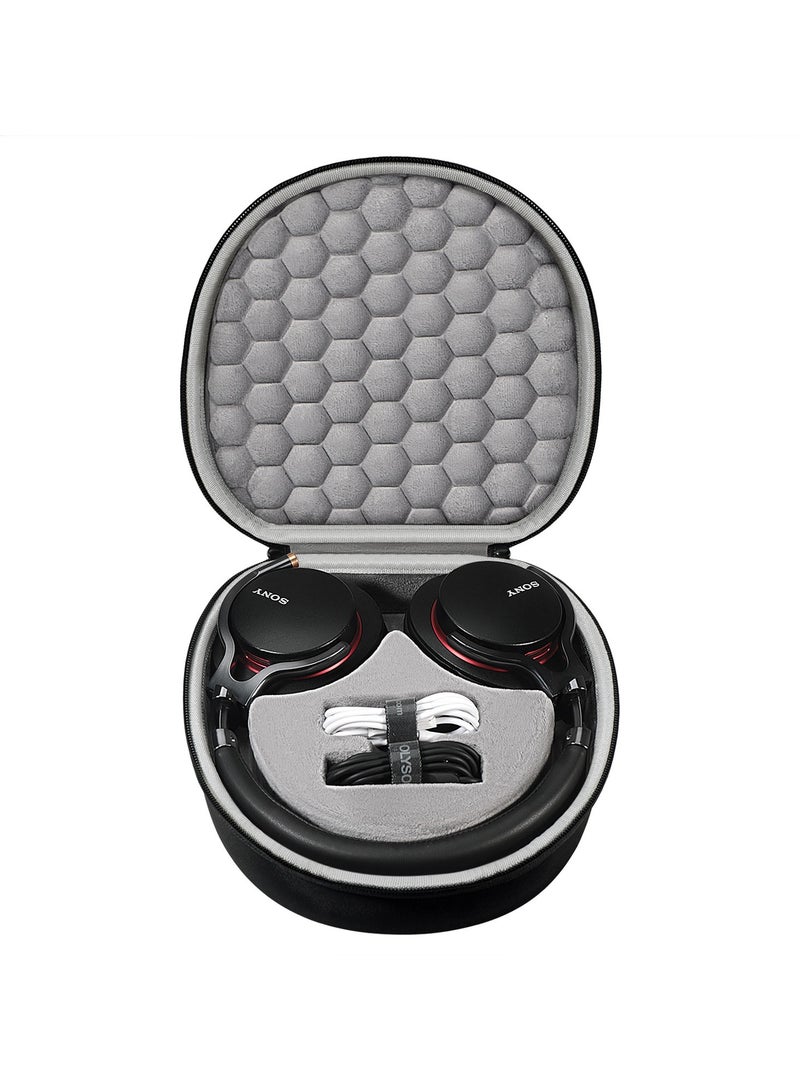 عام حقيبة تخزين بسحاب مخصصة لسماعات Sony MDR-1A/1ADAC - غلاف واقي صلب مقاوم للصدمات، محمول ومدمج لتنظيم وحماية السماعات والملحقات. - Image 1