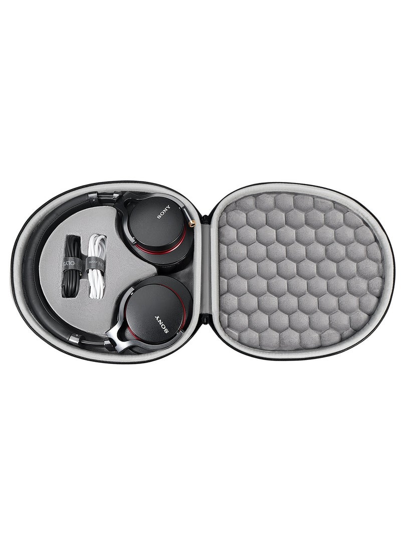 عام حقيبة تخزين بسحاب مخصصة لسماعات Sony MDR-1A/1ADAC - غلاف واقي صلب مقاوم للصدمات، محمول ومدمج لتنظيم وحماية السماعات والملحقات. - Image 2