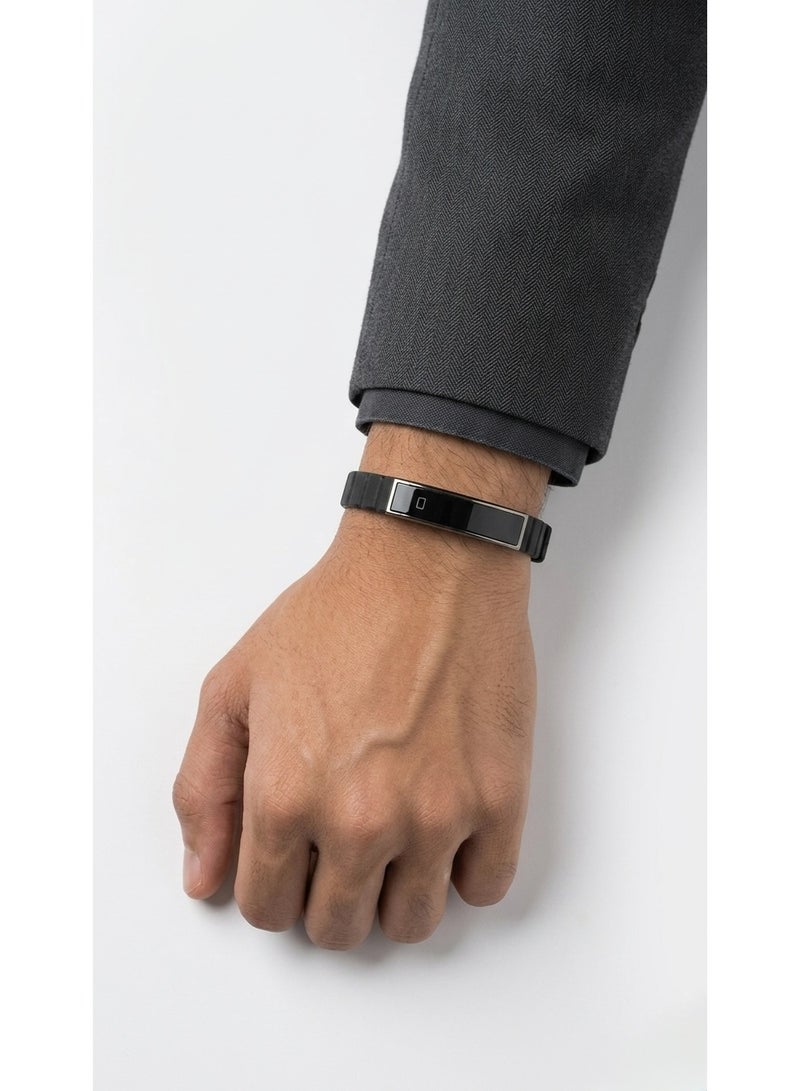 Smart Bracelet Fitness Tracker with Heart Rate & Blood Pressure Monitor - Black - Image 1
