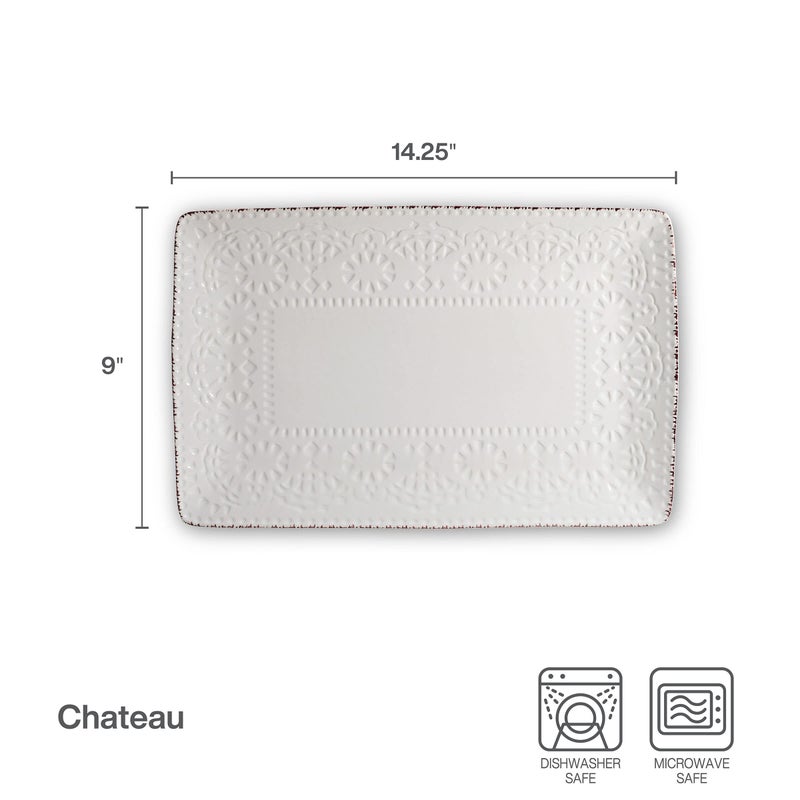 Pfaltzgraff Chateau Serve Platter, 14.25 Inch, Blue and White,Cream - Image 3