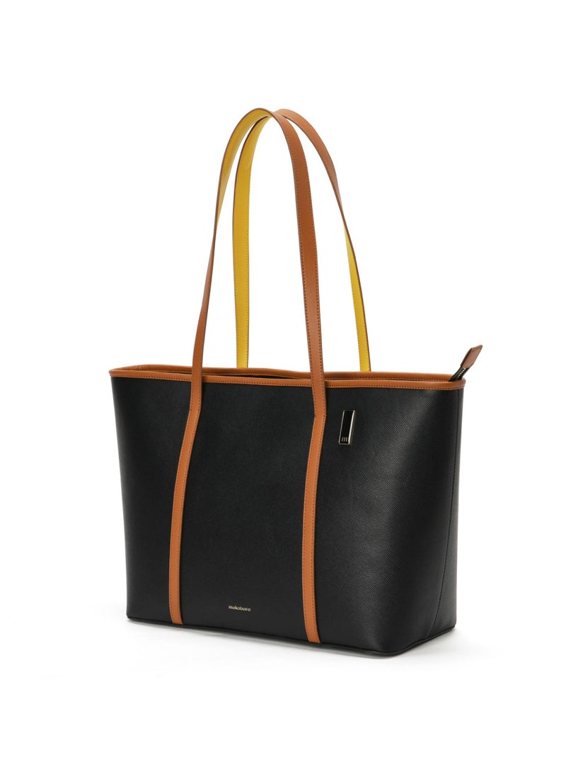 Mokobara The Astrid Tote - Vegan Leather, Morning Affirmations, Black - Image 1