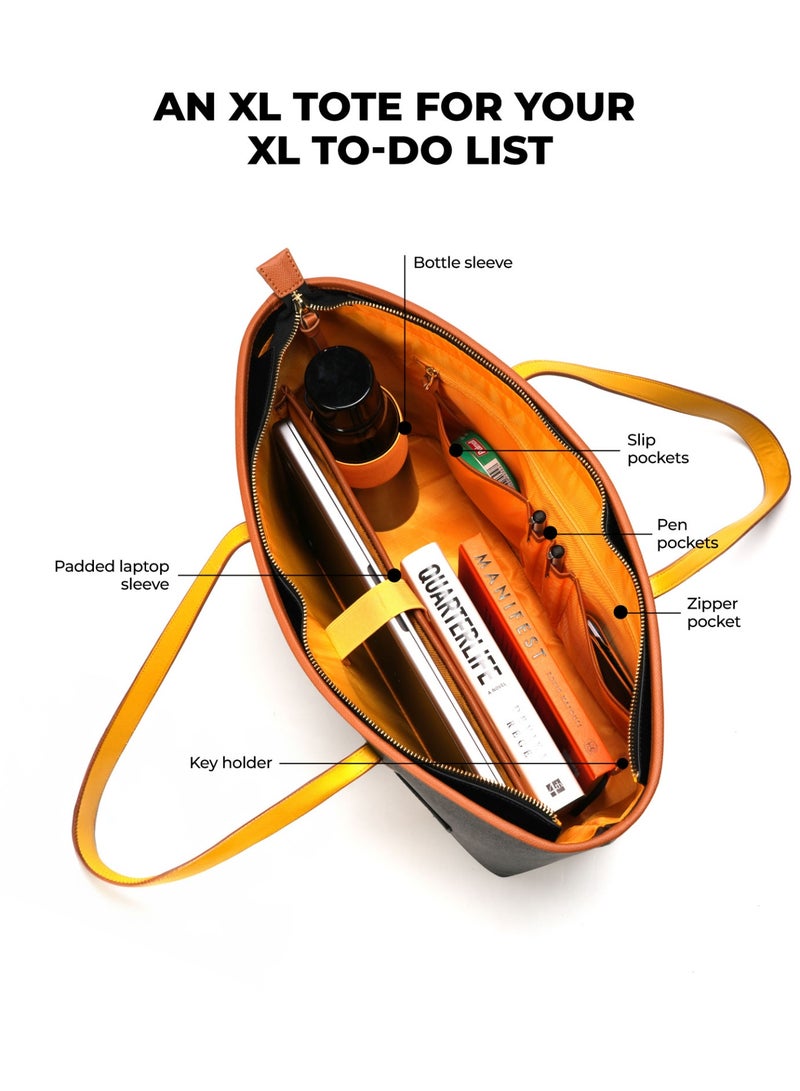 Mokobara The Astrid Tote - Vegan Leather, Morning Affirmations, Black - Image 2