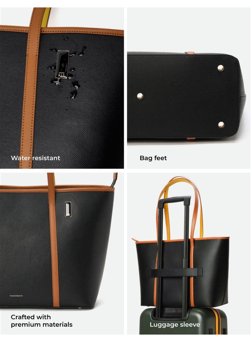 Mokobara The Astrid Tote - Vegan Leather, Morning Affirmations, Black - Image 5