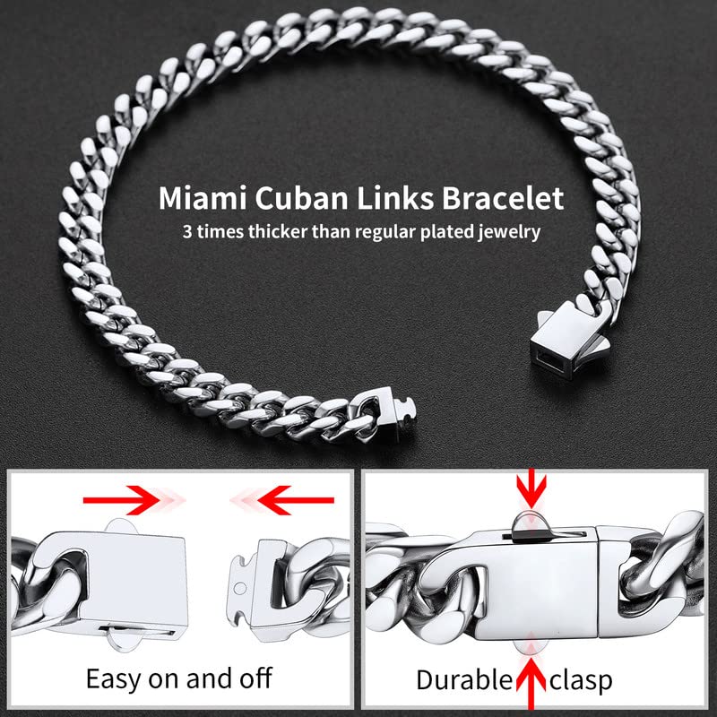 ChainsHouse Stainless Steel Cuban Chain Bracelet for Men 5mm 19cm Rapper Wrist Chain Bracelet - Image 4