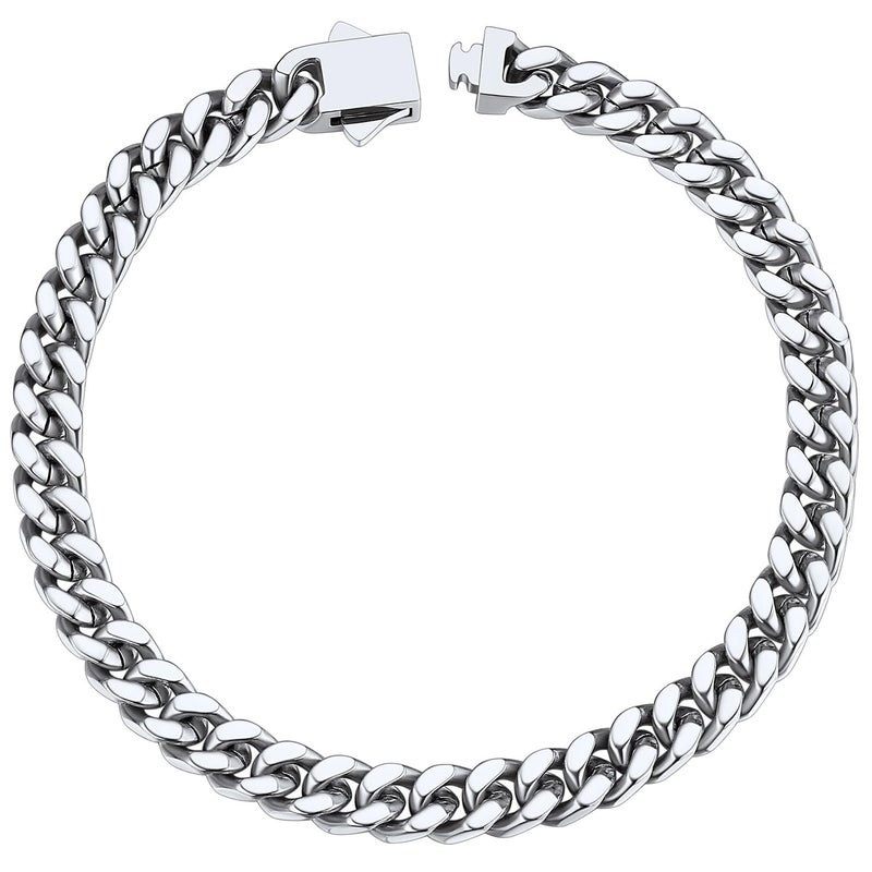 ChainsHouse Stainless Steel Cuban Chain Bracelet for Men 5mm 19cm Rapper Wrist Chain Bracelet - Image 1