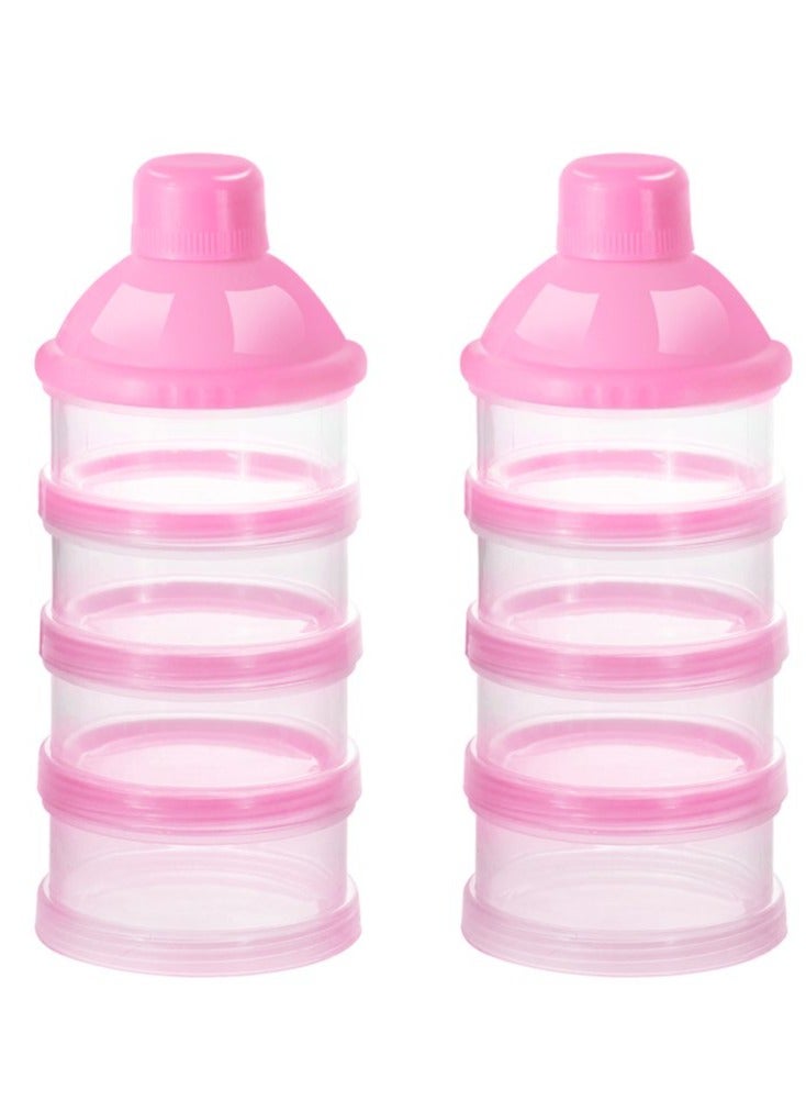 ORiTi Baby 4 Layers Stackable Formula Dispenser Formula Containers, Pink, 2 Pieces - Image 1