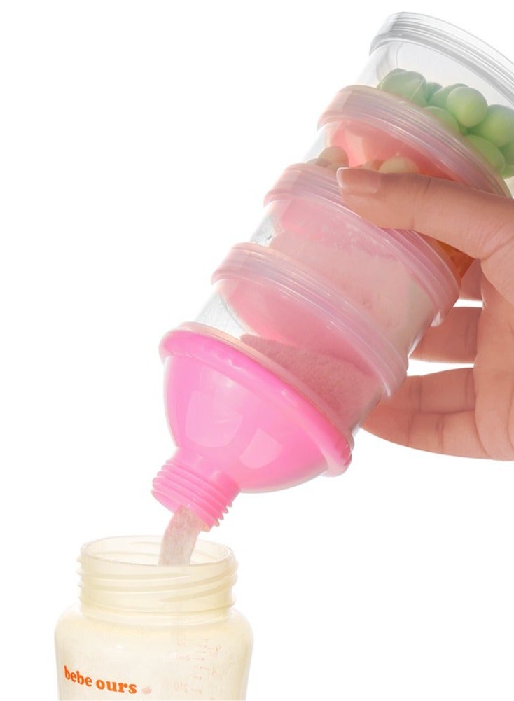 ORiTi Baby 4 Layers Stackable Formula Dispenser Formula Containers, Pink, 2 Pieces - Image 5
