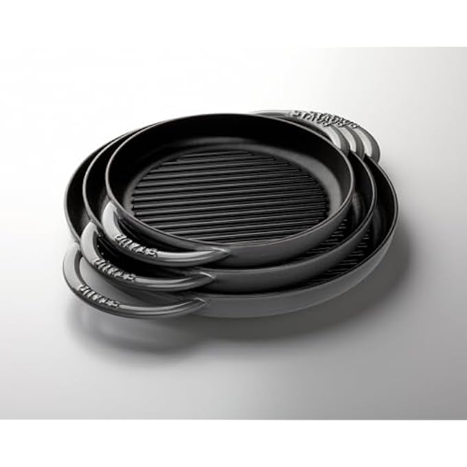 ستوب مقلاة شواء نقية 30 سم مصنوعة من الحديد الزهر باللون الكرزي مع مينا أسود غير لامع وخطوط شواء عالية داخلية لجميع أنواع المواقد بما في ذلك الحث الحراري آمنة للاستخدام في الفرن صنع في فرنسا - Image 3