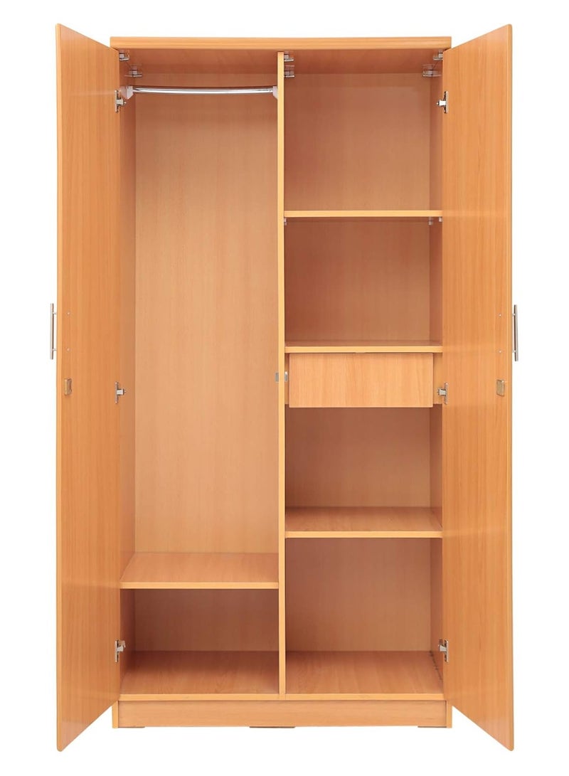 AFT Spacious Two-Door MDF Wardrobe with Lockable Compartments, Durable Metal Hinges, and Multiple Shelves for Organized Storage – Featuring Premium Beige Finish (Arfan)  - Image 5