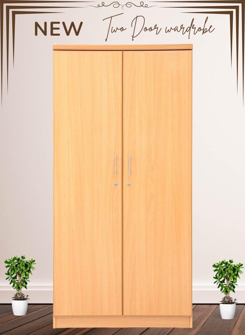 AFT Spacious Two-Door MDF Wardrobe with Lockable Compartments, Durable Metal Hinges, and Multiple Shelves for Organized Storage – Featuring Premium Beige Finish (Arfan)  - Image 1
