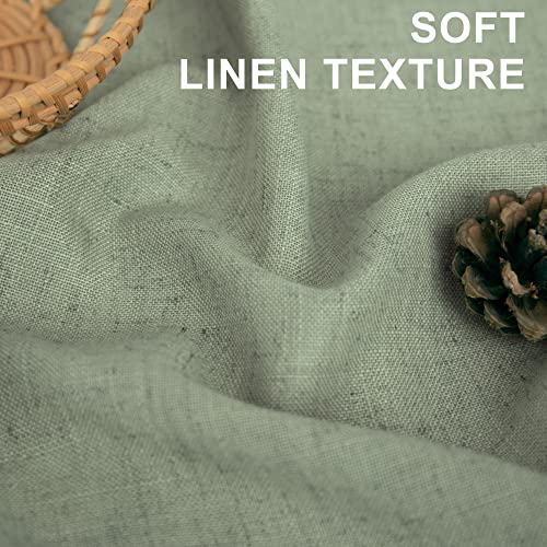 DANCURTON Sage Green Curtains 96 Inches Long for Boys Bedroom 2 Panels Back Tab Pocket Light Filtering Semi Sheer Cotton Textured Flax Linen Light Green Curtain for Living Room Spring Summer Neutral Decor 52x96 - Image 3