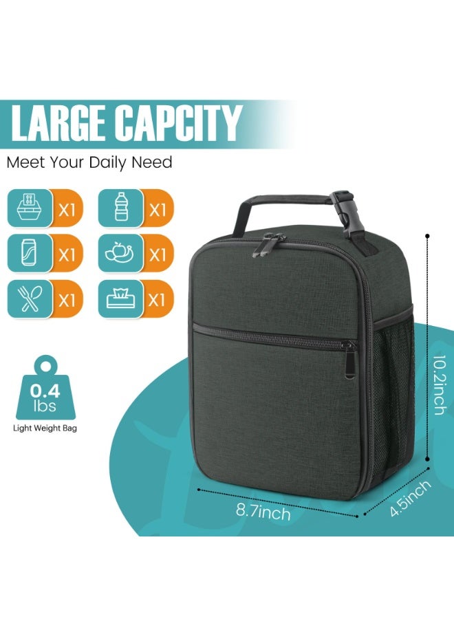 Lunch Box - Reusable Lunch Bag Men Adult Women- Insulated Small LunchBox (Black) - Image 2