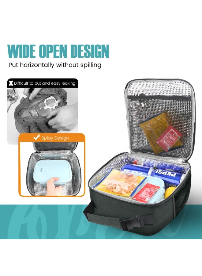 Lunch Box - Reusable Lunch Bag Men Adult Women- Insulated Small LunchBox (Black) - Image 5