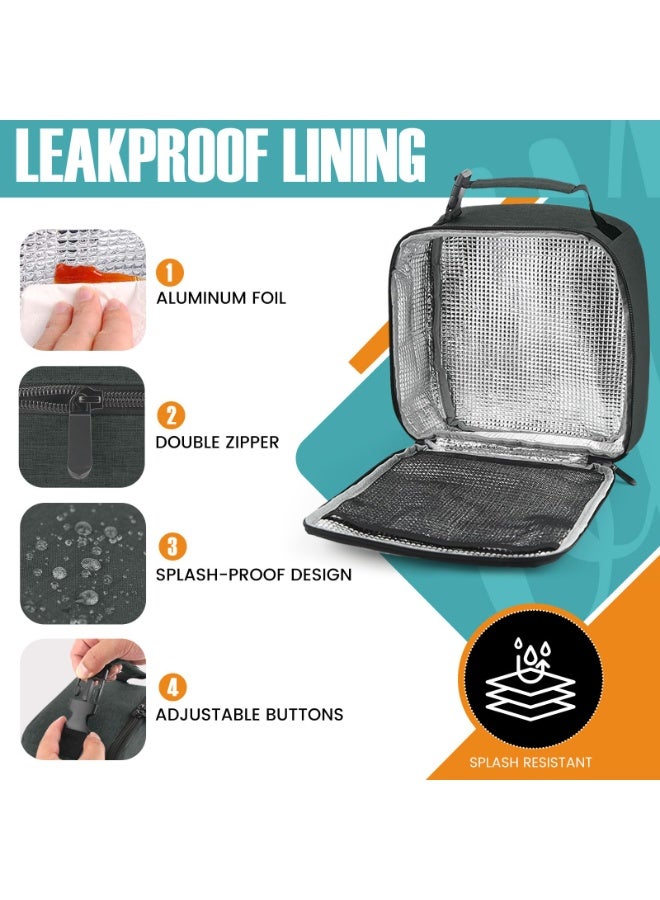 Lunch Box - Reusable Lunch Bag Men Adult Women- Insulated Small LunchBox (Black) - Image 4