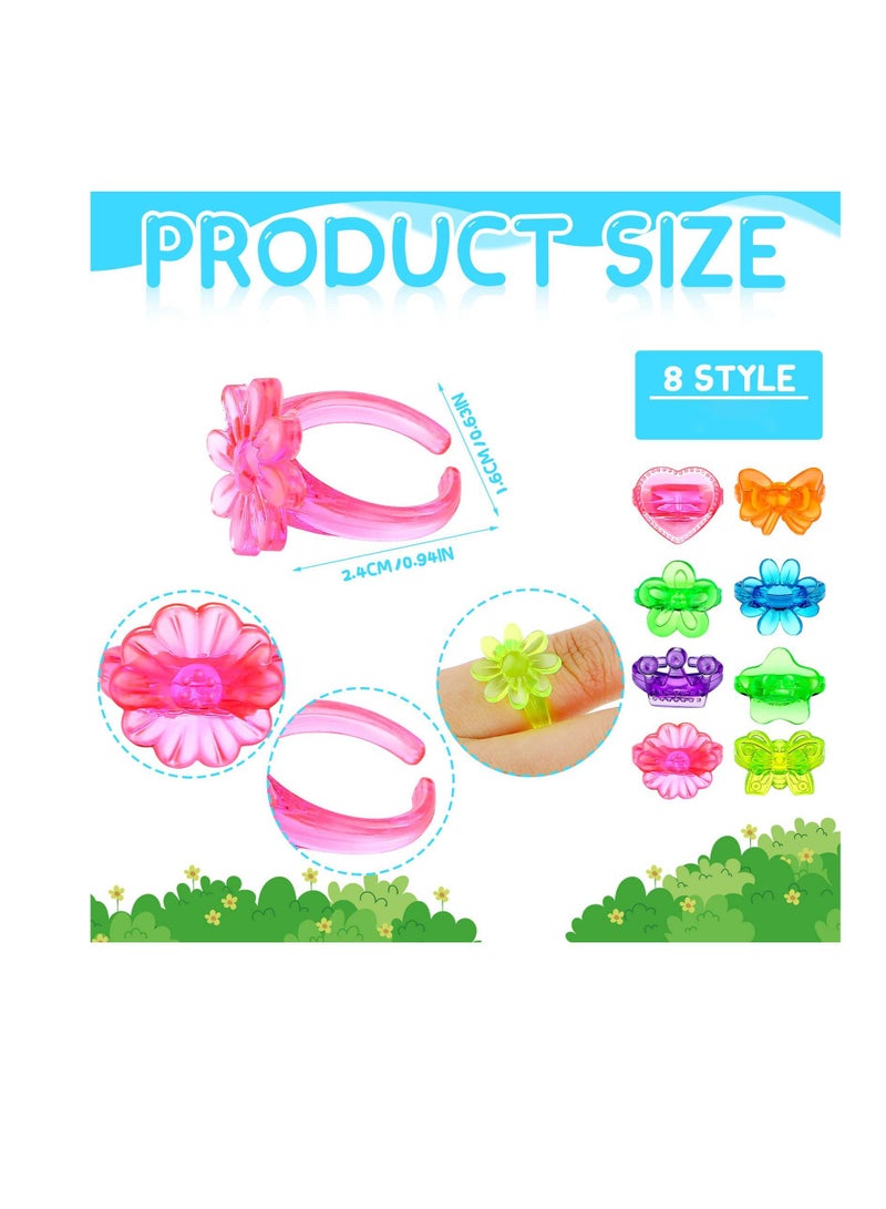 Excefore 200 Pcs Plastic Glitter Rings, Bulk Party Favors for Kids, Assorted Colors and Designs, Perfect for Parties, Carnival Prizes, Goodie Bag Favors for Kids  - Image 3