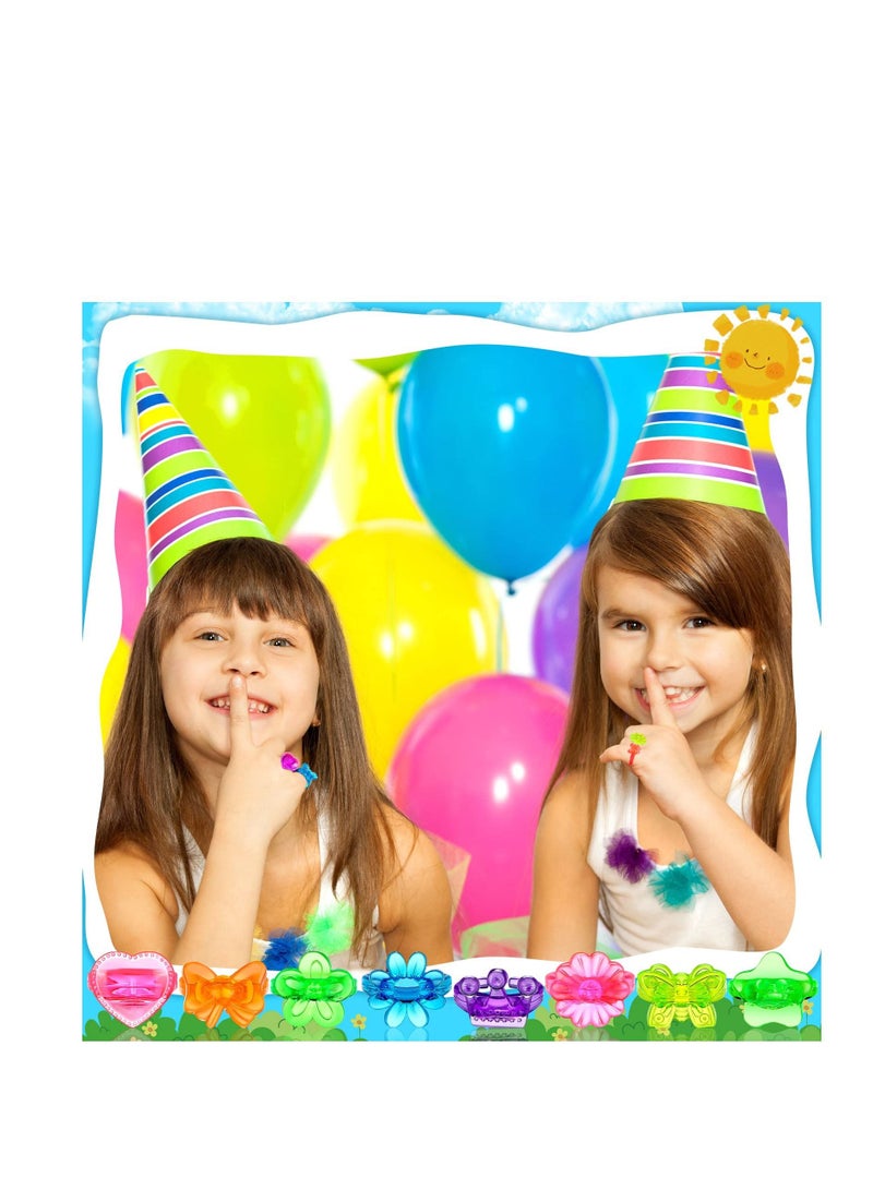 Excefore 200 Pcs Plastic Glitter Rings, Bulk Party Favors for Kids, Assorted Colors and Designs, Perfect for Parties, Carnival Prizes, Goodie Bag Favors for Kids  - Image 5