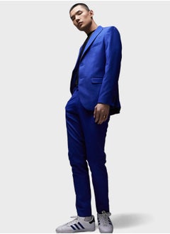 TOPMAN Topman Premium Slim Wool Suit Trouser In Blue  - Image 5