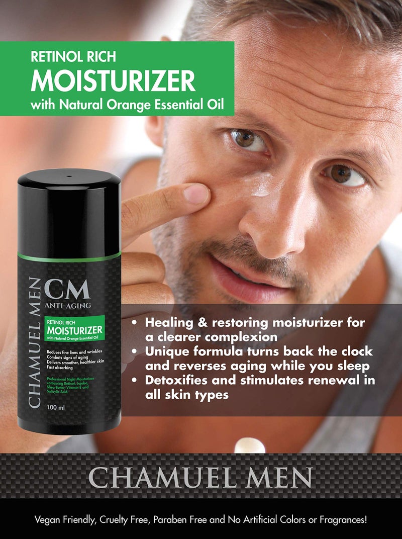 CHAMUEL MEN Daily Face Cream for Men with 2.5% Retinol Anti-Aging Moisturizer for Fine Lines, Dark Spots, and Wrinkles - Overnight Lotion - Image 4