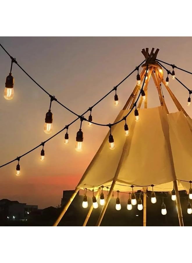 The Bros Solar String Lights, 10m, 15 LED Bulbs, Outdoor Waterproof, Retro Hanging, Fairy Garlands for Garden, Backyard, Home Party Decorative Lights, USB Charging, With Remote Control 