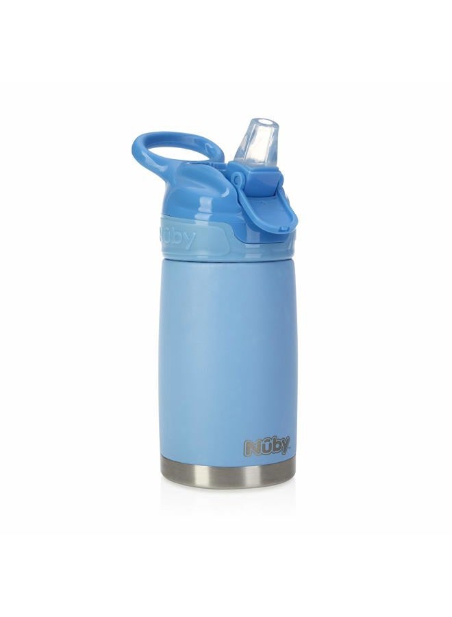 Nuby Thirsty Kids No Spill Flip-It Reflex Stainless Steel Travel Cup or Water Bottle, Blue, 10 Oz - Image 1