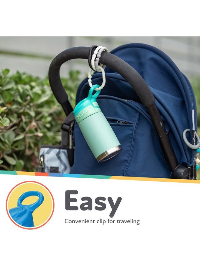 Nuby Thirsty Kids No Spill Flip-It Reflex Stainless Steel Travel Cup or Water Bottle, Blue, 10 Oz - Image 4