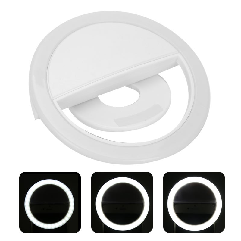 ضوء LED دائري قابل للتعتيم بـ 3 ألوان قابلة للتعديل يعمل عبر USB مع مشبك مرن ثابت - ضوء تكميلي للهاتف المحمول بتشغيل سهل بنقرة واحدة مناسب للبث المباشر والمكياج وفن الأظافر - Image 4