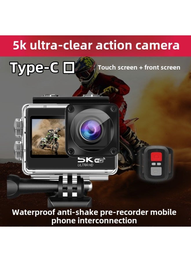 Generic Mountain Tour Mini 5K Sports Camera 4K HD Motorcycle Helmet Riding Travel Diving Camera-Body Color:5k Travel Edition Dual Color Screen Touch Version-dual Batteries + 256g Memory Card  - Image 2