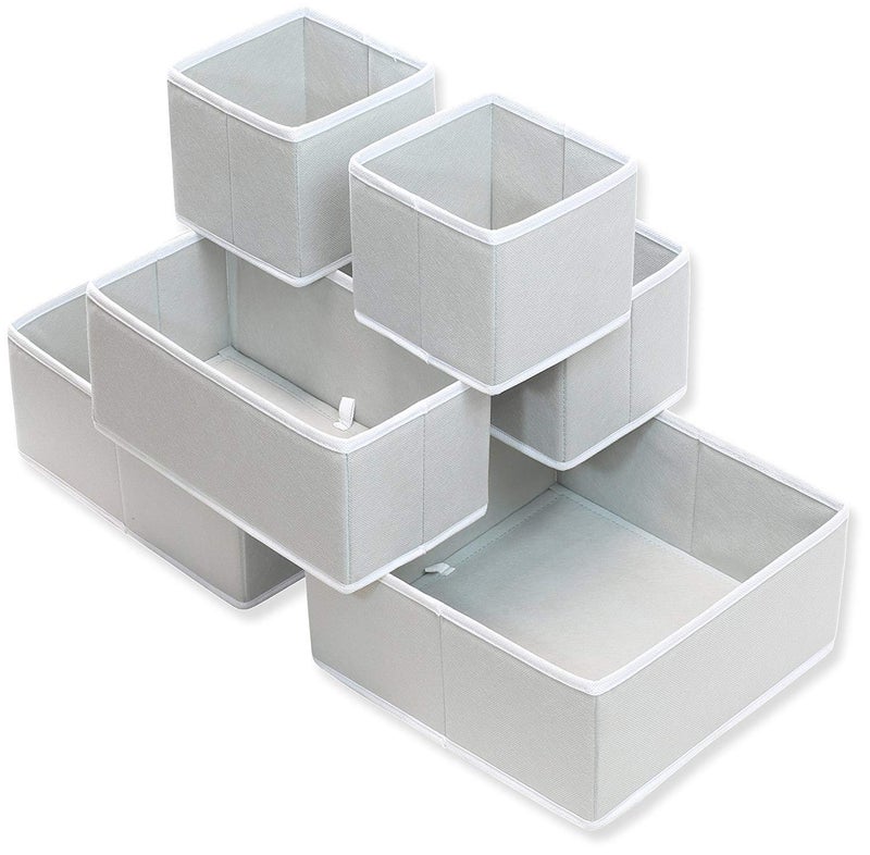 Styleys Styleys Foldable Storage Box Drawer Divider Organizer Closet Storage for Socks Bra Tie Scarfs NonWoven Foldable Cloth Storage Box Grey S12014 Set of 6  - Image 4
