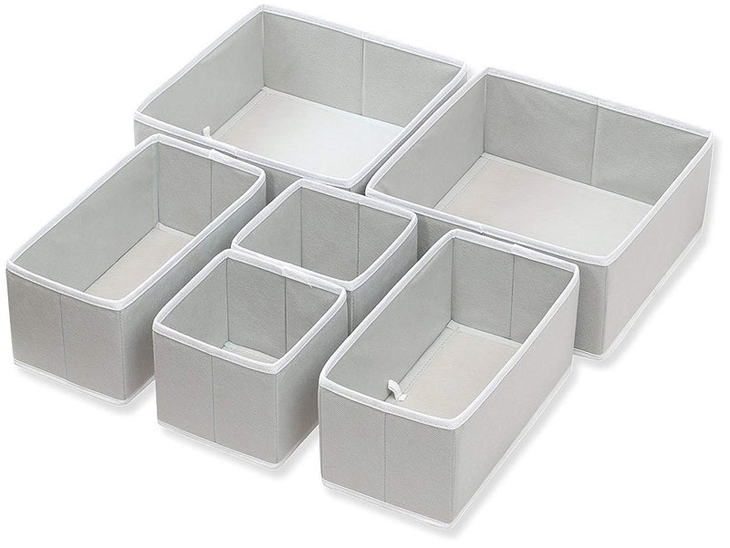 Styleys Styleys Foldable Storage Box Drawer Divider Organizer Closet Storage for Socks Bra Tie Scarfs NonWoven Foldable Cloth Storage Box Grey S12014 Set of 6  - Image 2